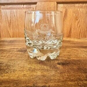 Crown Royal Etched Rocks Glass Lowball Tumbler Heavy Base Crown Logo